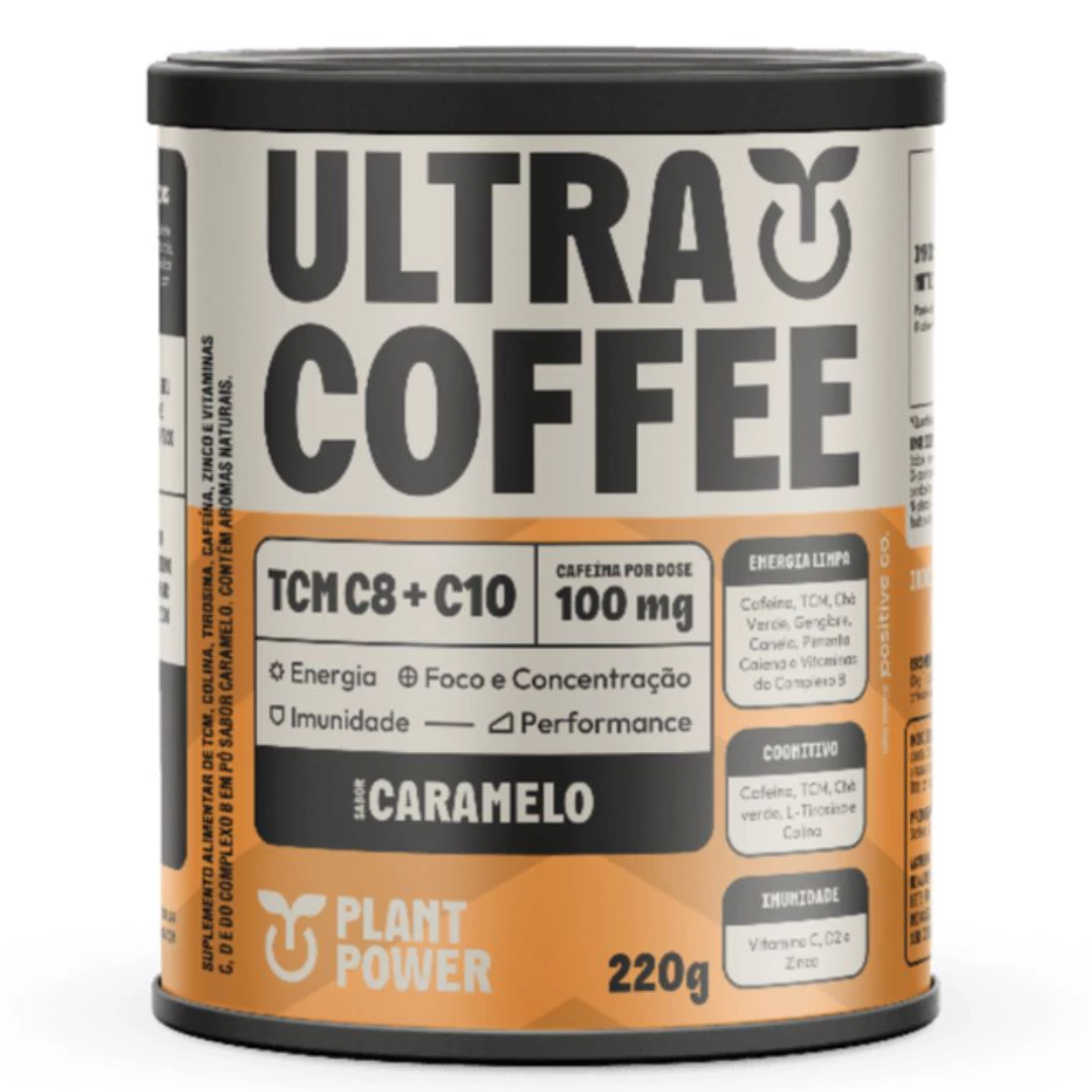 ultracoffee plant power caramelo, lata com 220g