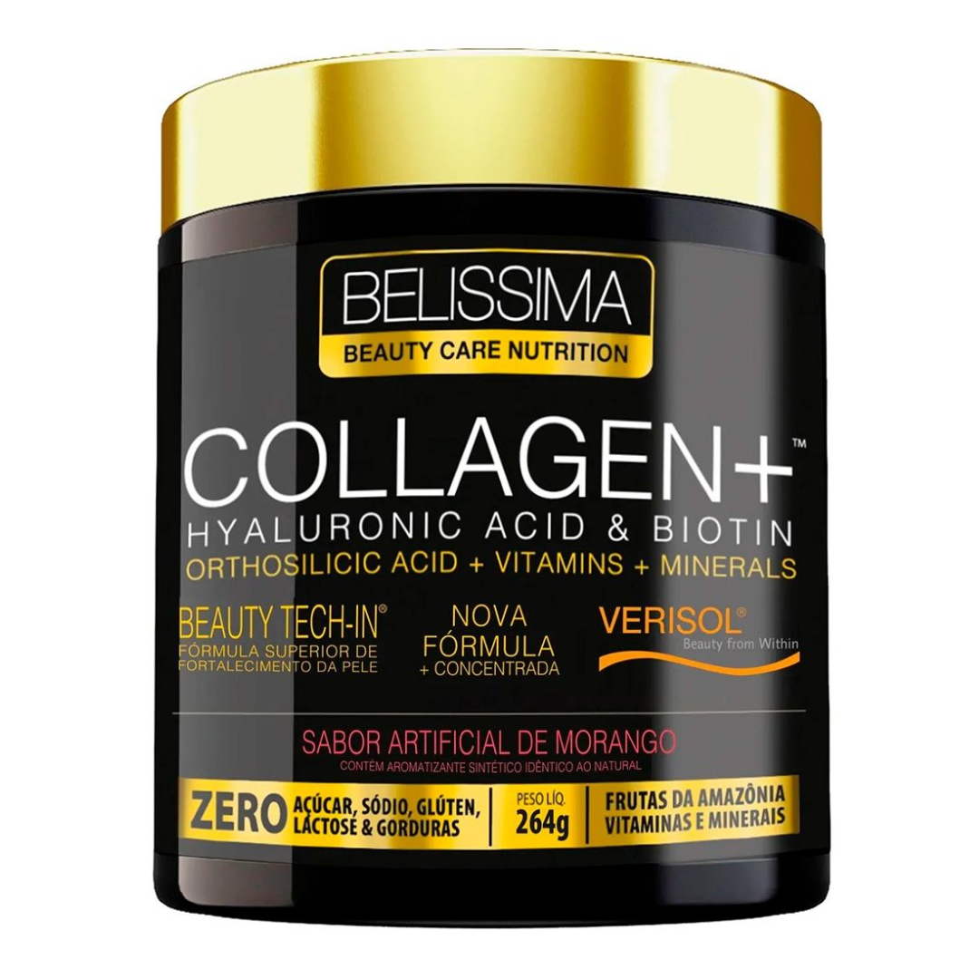 collagen plus belissima sabor morango, pote com 264g