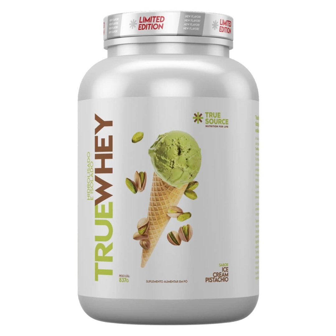 true whey protein true source ice cream pistachio, pote com 874g