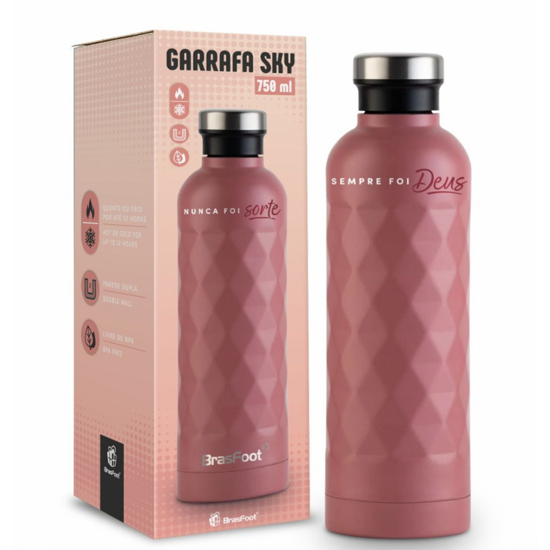 garrafa termica sky brasfoot salmao, com capacidade para 750ml