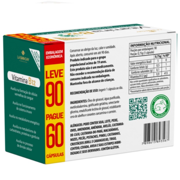 Vitamina B12 La San-day caixa com 90 cápsulas softgel