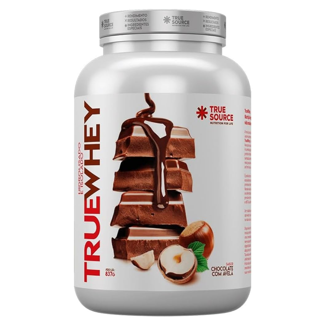 true whey protein true source chocolate com avela, pote com 874g
