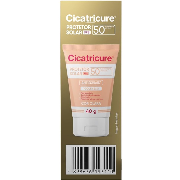 Protetor Solar Cicatricure Antissinais FPS 50, cor clara, 1 unidade com 40g