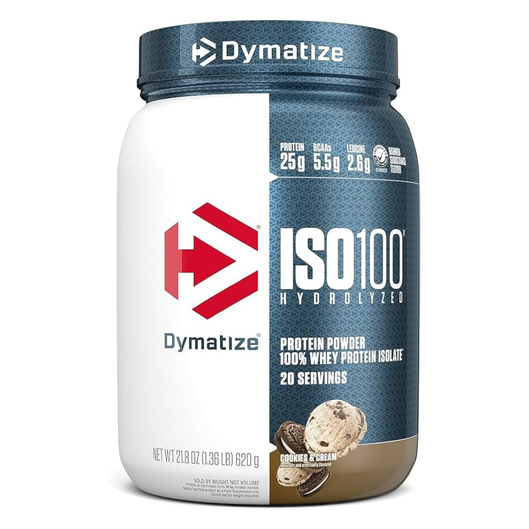 iso 100 hydrolized dymatize protein powder cookies cream, pote com 610g