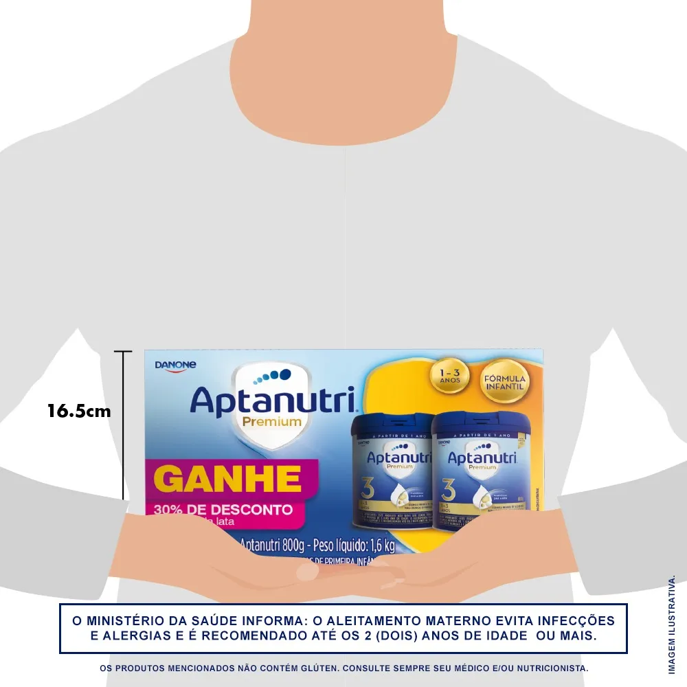 Fórmula Infantil Aptanutri Premium 3 - 1 a 3 anos, Kit 2 Unidades com 800g cada