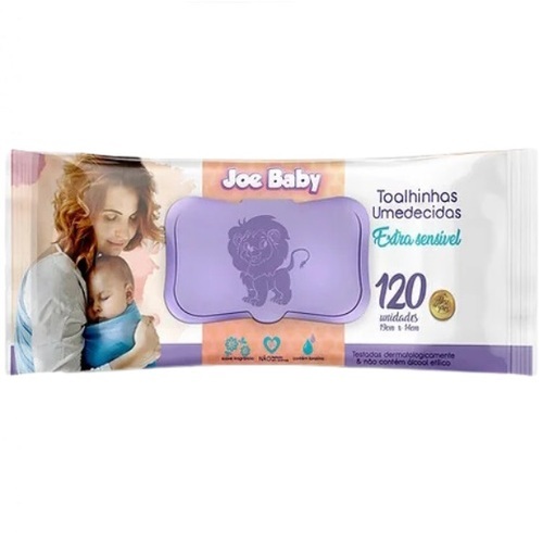 toalha umedecida joe baby extra sensivel pacote com 120 unidades