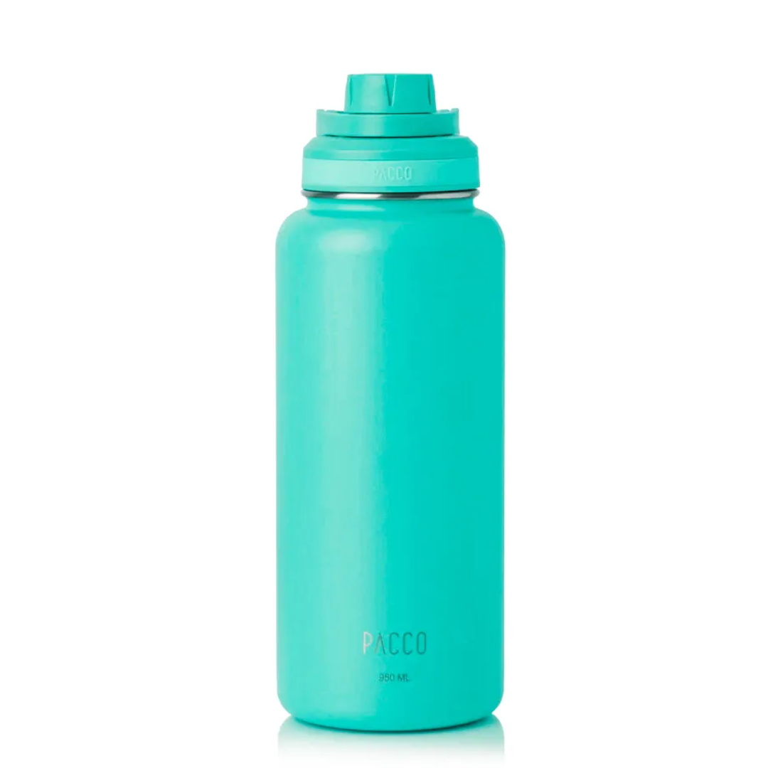 garrafa termica em inox pacco turquesa, com capacidade para 950ml