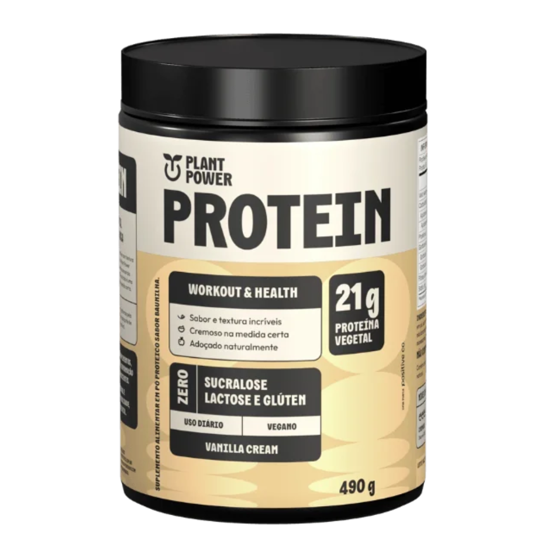 proteina vegana plant power baunilha, pote com 490g
