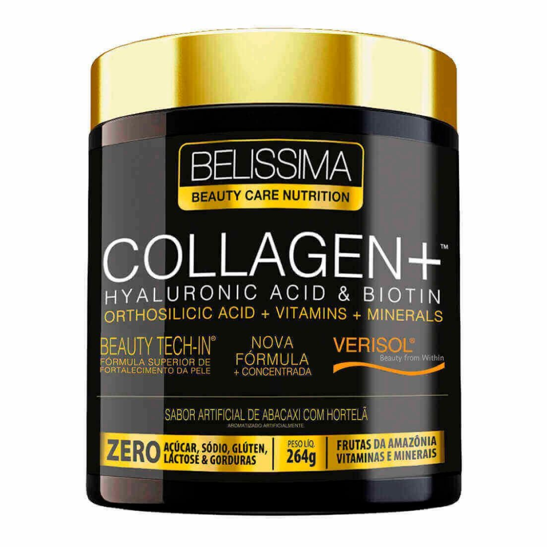 collagen plus belissima sabor abacaxi com hortela, pote com 264g