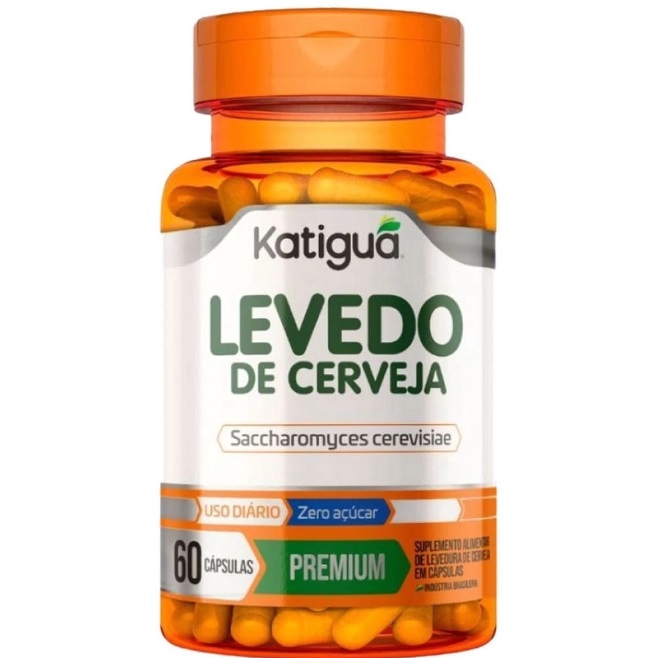 levedo de cerveja katigua frasco com 60 capsulas