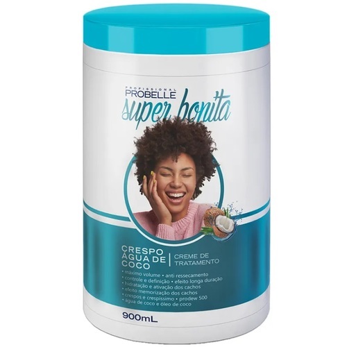 creme para tratamento probelle super bonita crespo agua de coco 900ml
